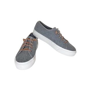 Sperry Gray Wool Cliffside Platform Slip-On Sneaker
